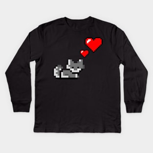 Cute cat with hearts | Cat lover shirt Kids Long Sleeve T-Shirt